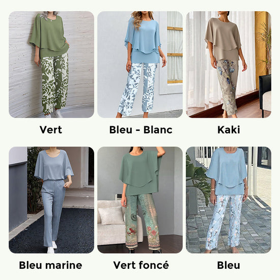 Chic set with trendy printed pants and elegant turtleneck top