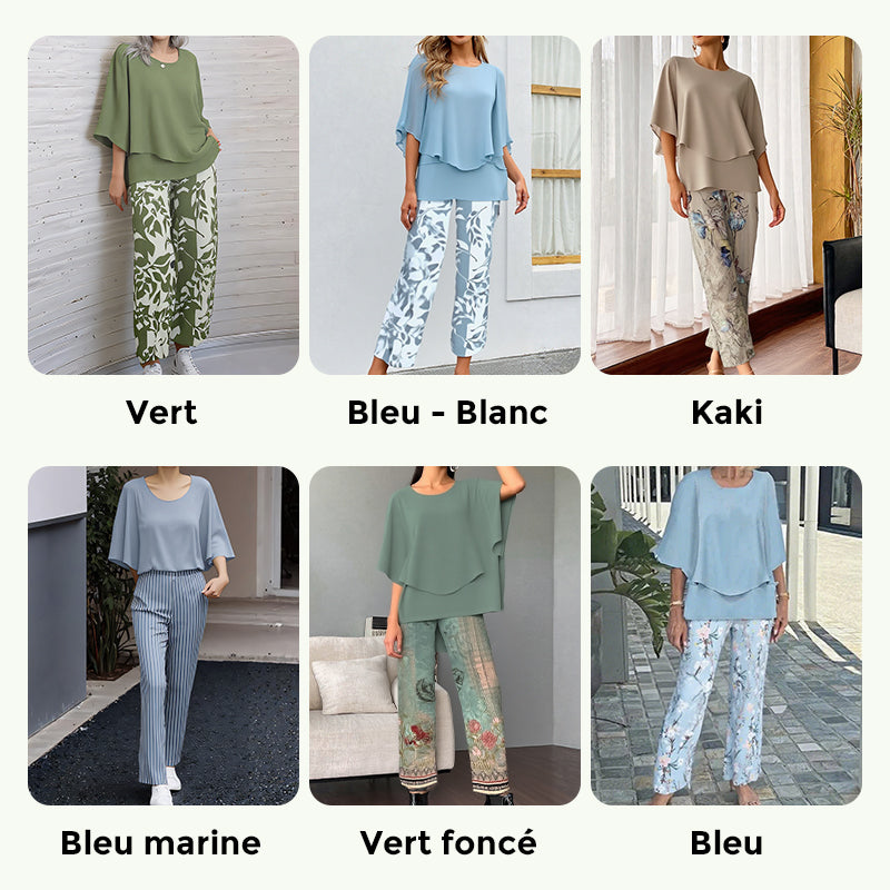 Chic set with trendy printed pants and elegant turtleneck top