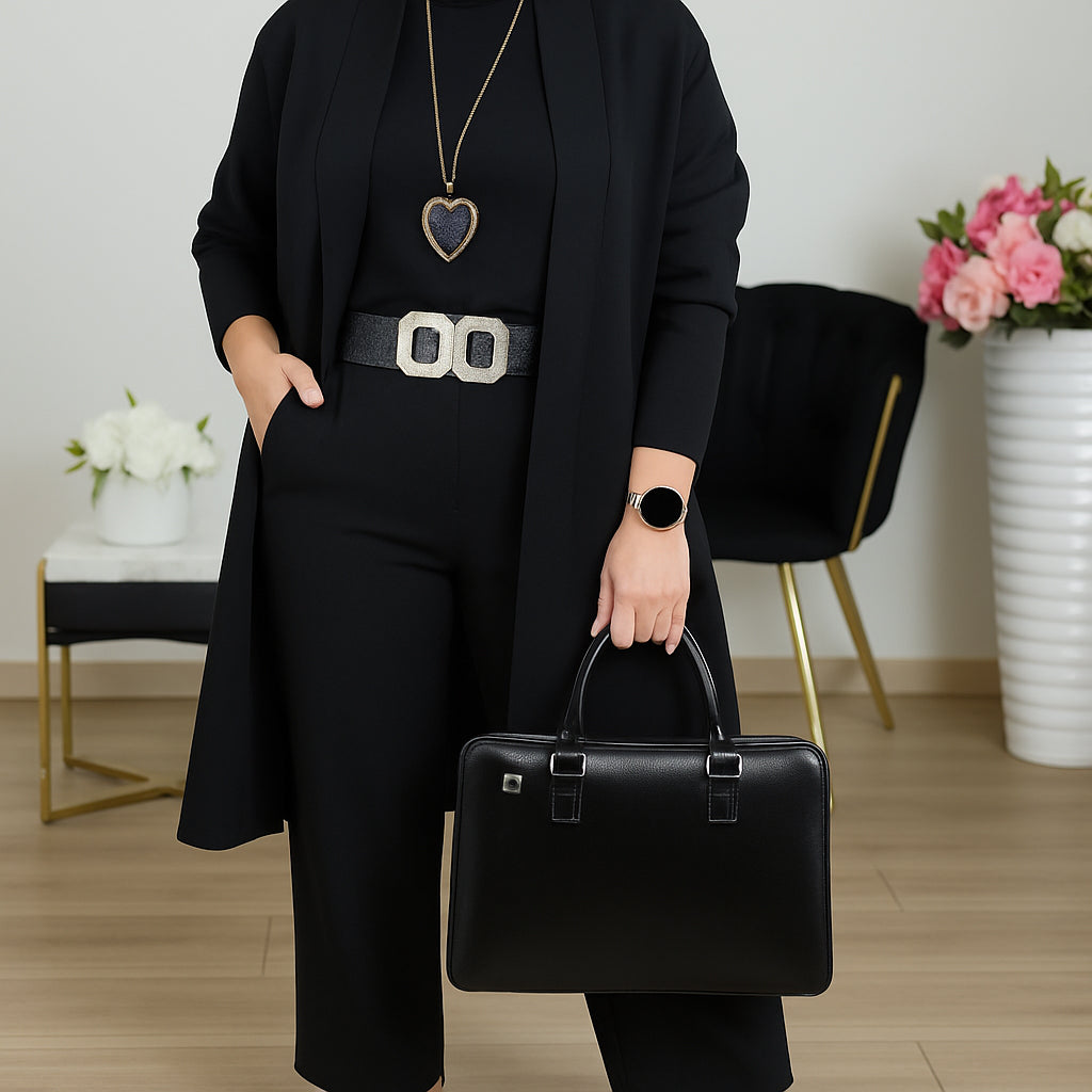 Ensemble 3 pièces chic avec cardigan long, haut tendance et pantalon élégant – Livraison gratuite