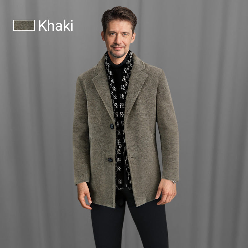 Free Shipping 🎁 Elegant men's tweed winter jacket with notch lapel collar and white down lining