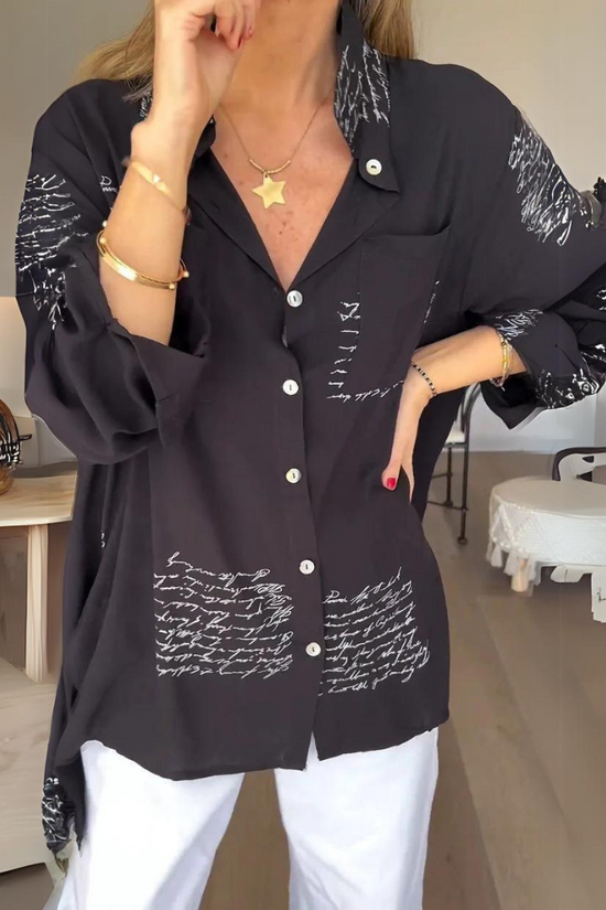 Helene | Fashionable shirt with handwritten motif