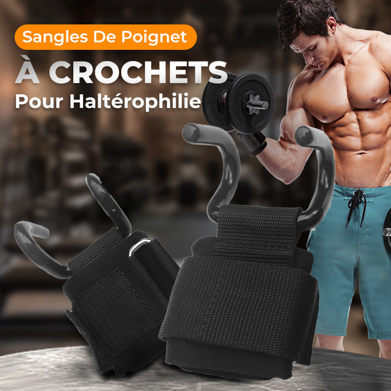 Bandes de Poignets Ultra Résistantes avec Crochets pour une Haltérophilie Efficace