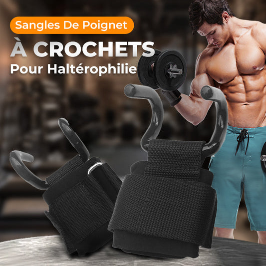 Bandes de Poignets Ultra Résistantes avec Crochets pour une Haltérophilie Efficace