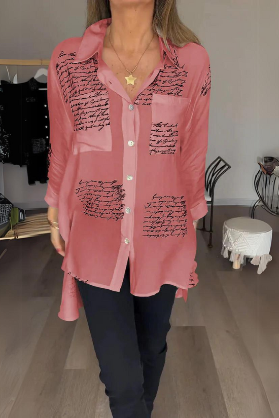 Helene | Fashionable shirt with handwritten motif