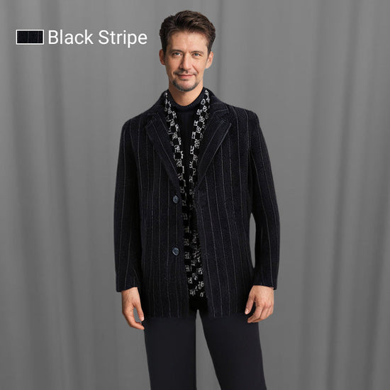 Free Shipping 🎁 Elegant men's tweed winter jacket with notch lapel collar and white down lining