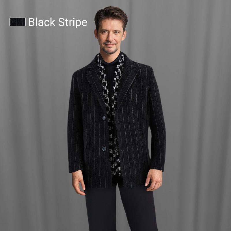 Free Shipping 🎁 Elegant men's tweed winter jacket with notch lapel collar and white down lining