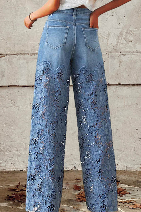 Ava | Chic Lace-Accented Denim Patchwork Pants