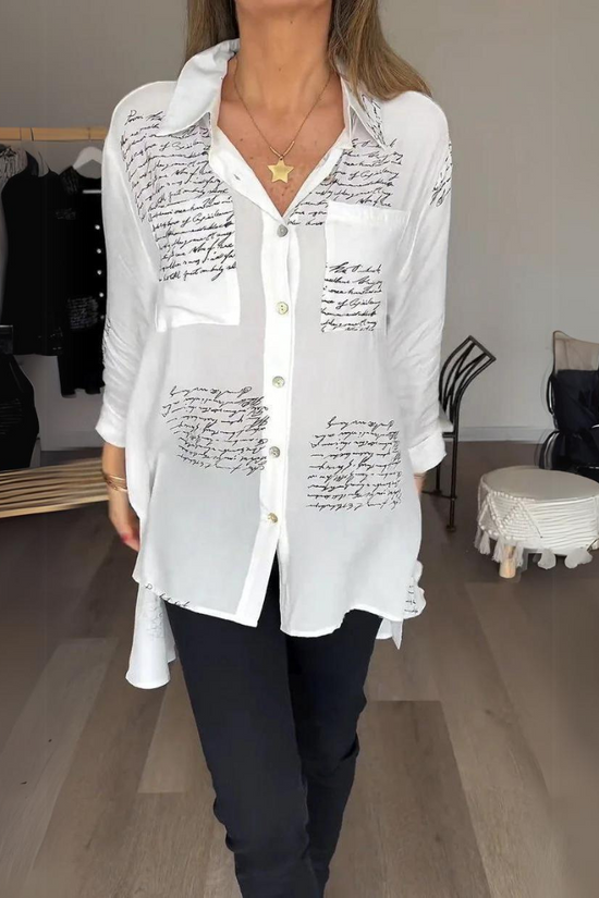 Helene | Fashionable shirt with handwritten motif