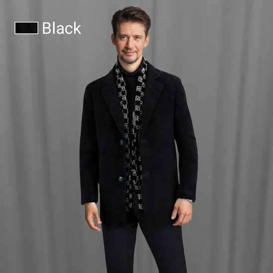 Free Shipping 🎁 Elegant men's tweed winter jacket with notch lapel collar and white down lining