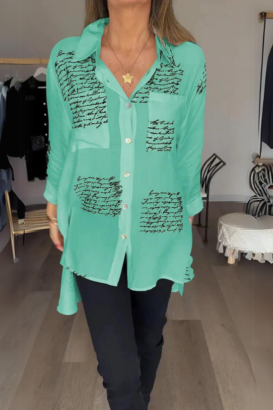 Helene | Fashionable shirt with handwritten motif