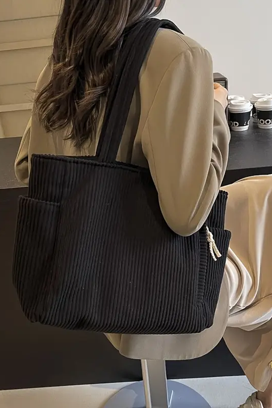 Tilda | Gerippte Tragetasche mit Kordelzugdetail