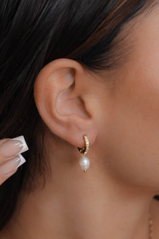 Esme Pearl Huggie Earrings