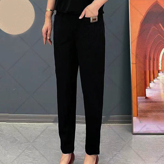 Pantalon en coton confortable à taille élastique pour femmes