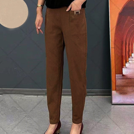 Pantalon en coton confortable à taille élastique pour femmes