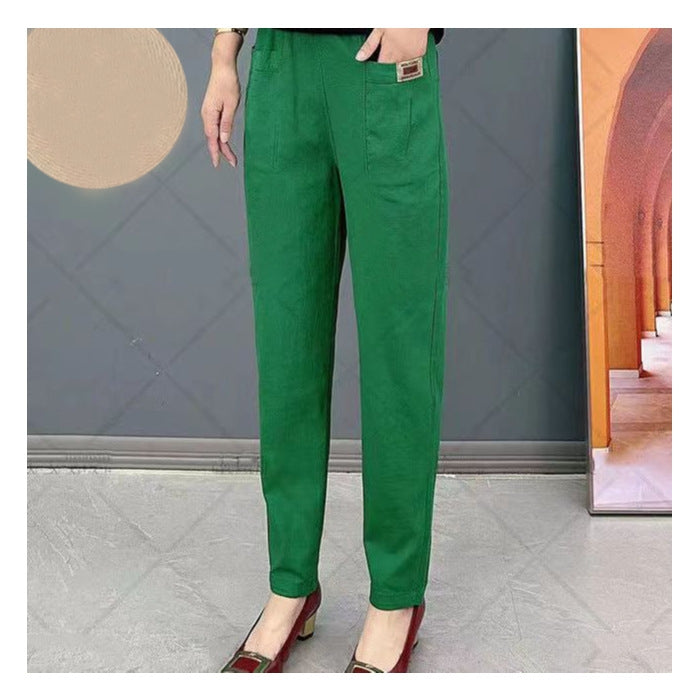 Pantalon en coton confortable à taille élastique pour femmes
