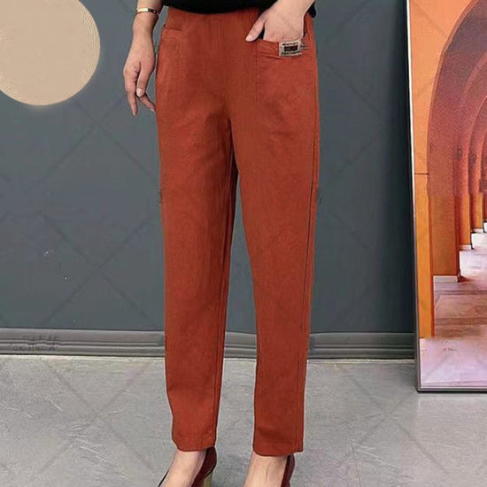 Pantalon en coton confortable à taille élastique pour femmes