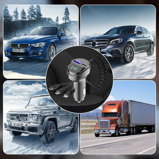Chargeur de Voiture Ultra Rapide avec Câble 3 en 1 – Recharge Instantanée pour Votre Smartphone