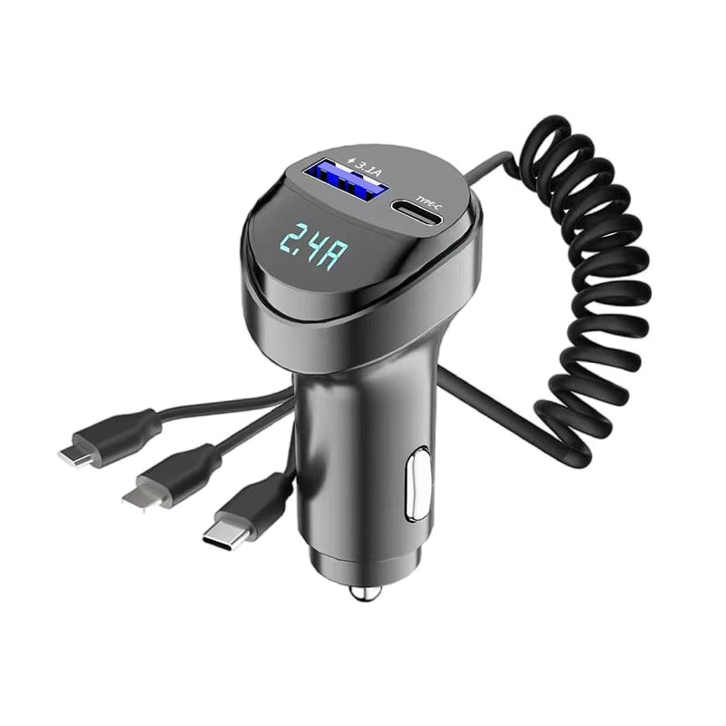 Chargeur de Voiture Ultra Rapide avec Câble 3 en 1 – Recharge Instantanée pour Votre Smartphone