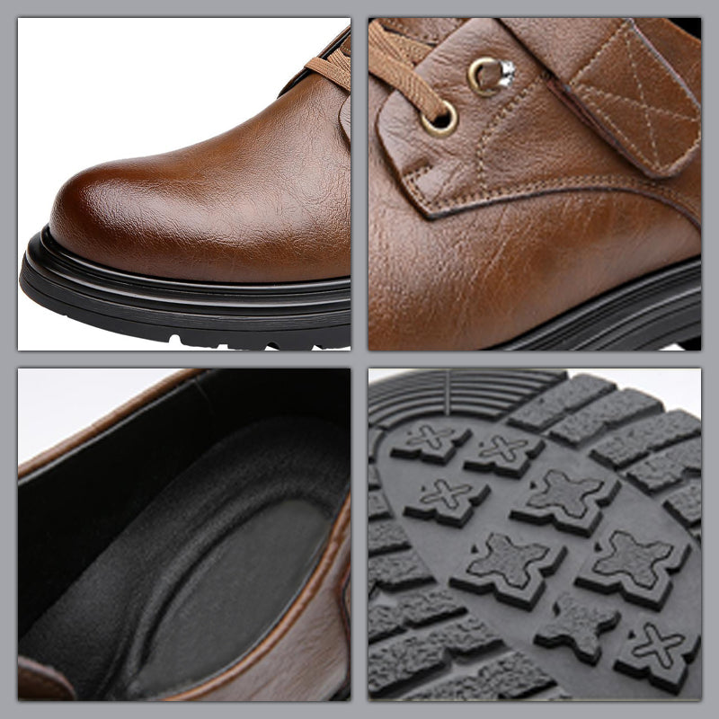Men's Retro Breathable PU Leather Shoes with Soft Comfortable Sole
