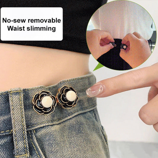 Boucles de Taille Amovibles en Forme de Camélia pour Jeans Décontractés