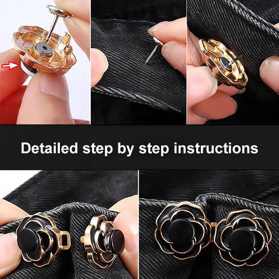 Boucles de Taille Amovibles en Forme de Camélia pour Jeans Décontractés