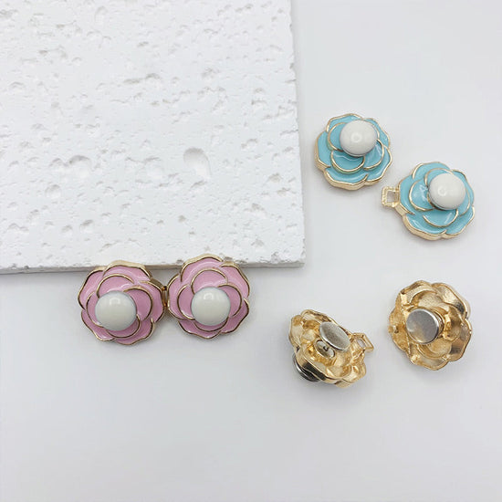 Boucles de Taille Amovibles en Forme de Camélia pour Jeans Décontractés