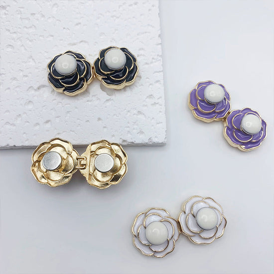 Boucles de Taille Amovibles en Forme de Camélia pour Jeans Décontractés