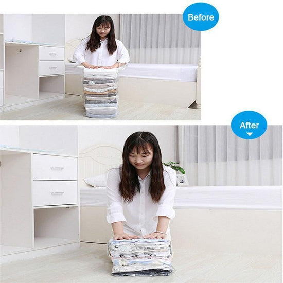 Sac de rangement 3D compressible en trois secondes sans vide pour un gain d'espace rapide