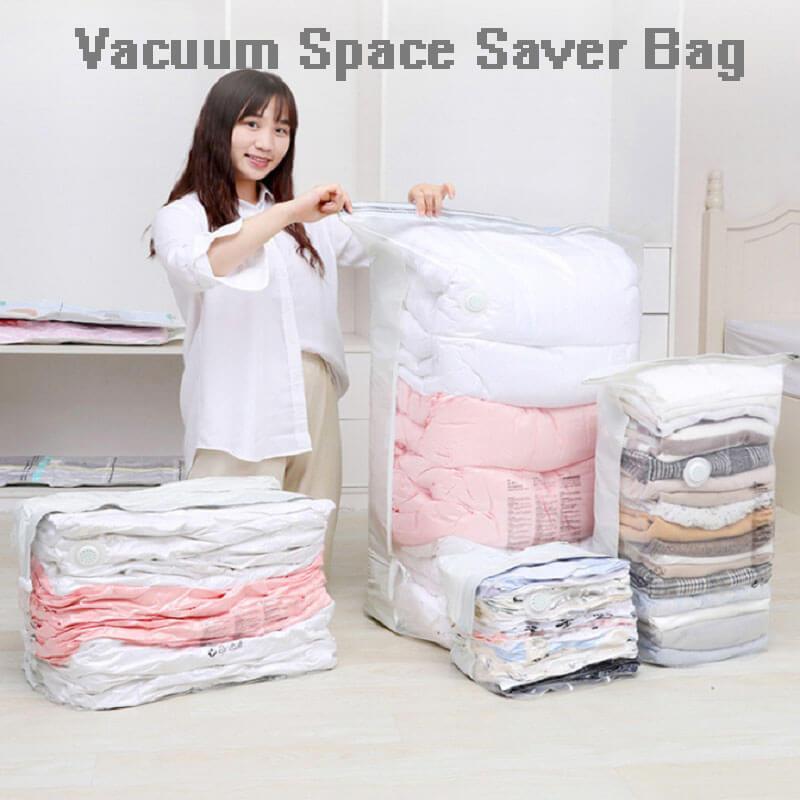 Sac de rangement 3D compressible en trois secondes sans vide pour un gain d'espace rapide