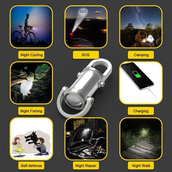Lampe de Poche Mini Porte-Clés Ultra-Lumineuse 1200 lm, Étanche et Compacte