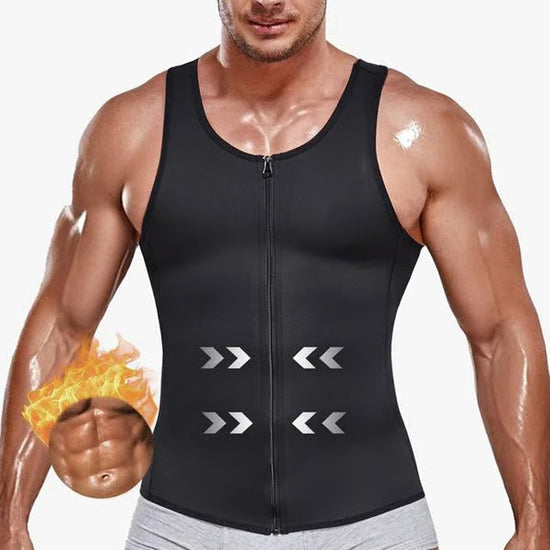Men's Training Vest with Flat Belly Effect and Zipper for Optimal Support