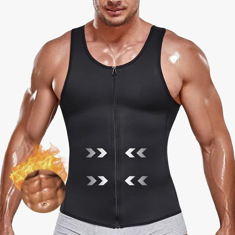 Men's Training Vest with Flat Belly Effect and Zipper for Optimal Support