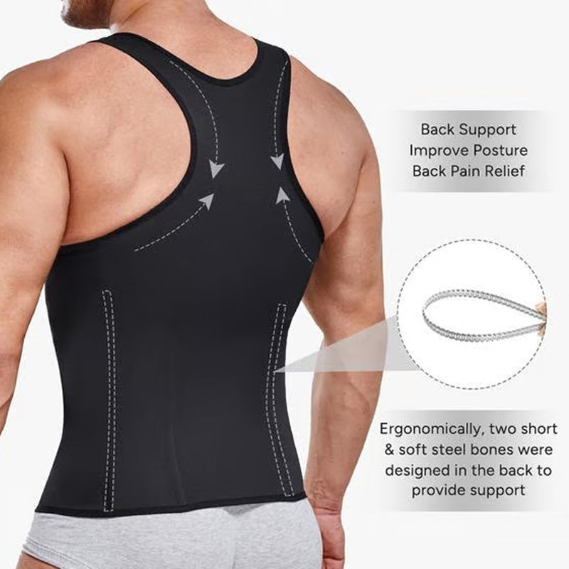 Men's Training Vest with Flat Belly Effect and Zipper for Optimal Support