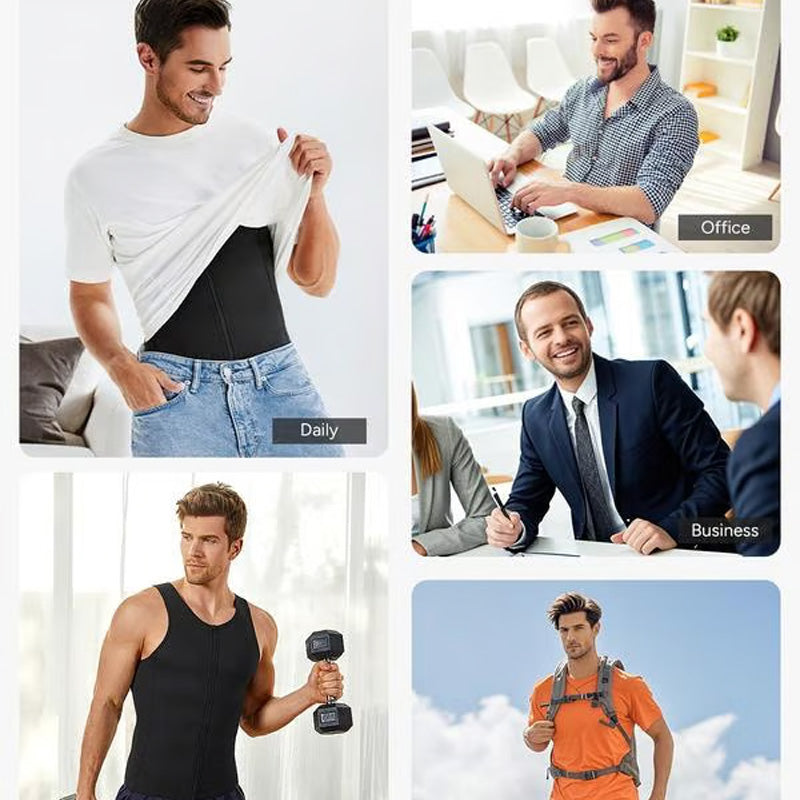 Men's Training Vest with Flat Belly Effect and Zipper for Optimal Support