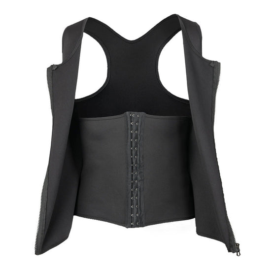 Men's Training Vest with Flat Belly Effect and Zipper for Optimal Support