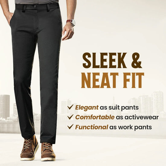 Men's Casual Pants in Solid Color with Elastic Waist and Daily Comfort