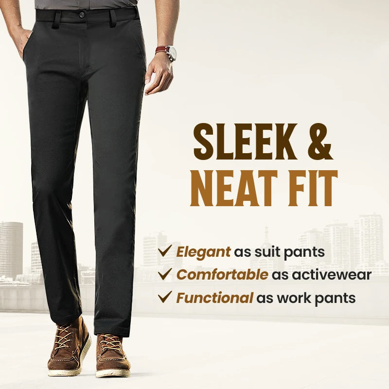 Men's Casual Pants in Solid Color with Elastic Waist and Daily Comfort
