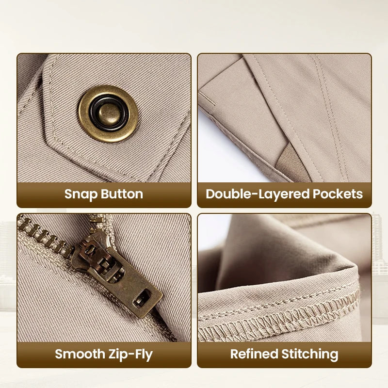 Men's Casual Pants in Solid Color with Elastic Waist and Daily Comfort