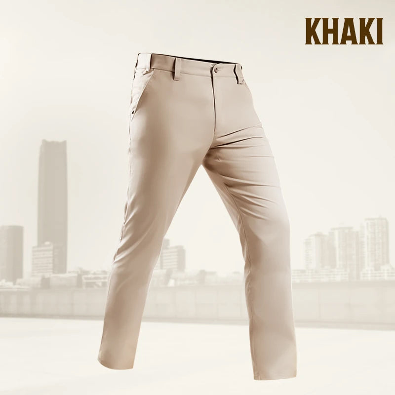 Men's Casual Pants in Solid Color with Elastic Waist and Daily Comfort