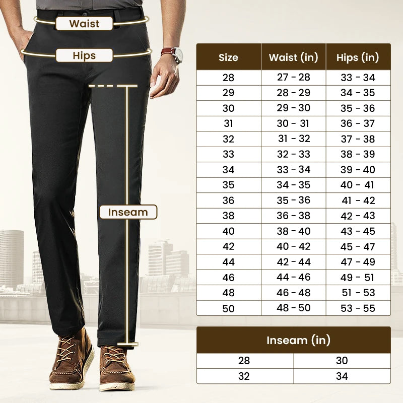 Men's Casual Pants in Solid Color with Elastic Waist and Daily Comfort