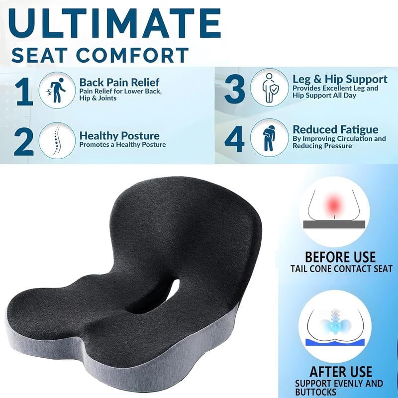 Coussin de siège en mousse à mémoire de forme antidérapant pour un confort optimal