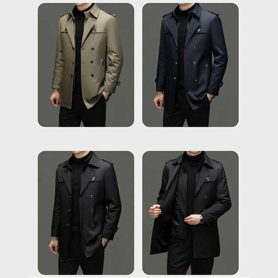 Men's Mid-Length Trench Coat with Removable Inner Layer