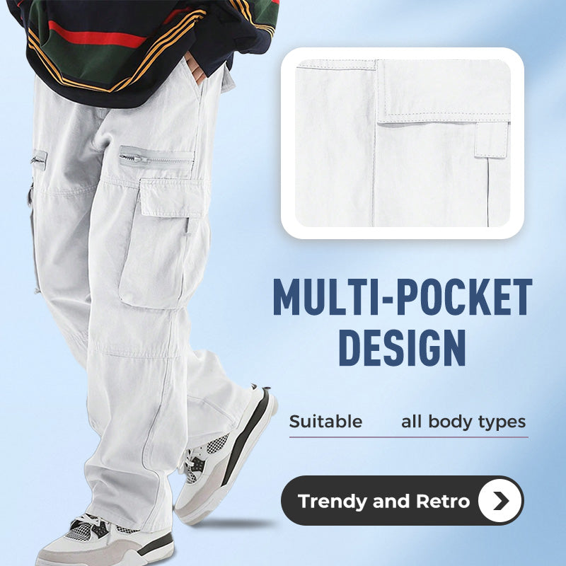 Fashionable Men's Pants with Loose Fit and Multiple Pockets