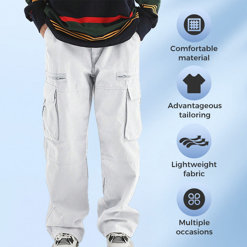 Fashionable Men's Pants with Loose Fit and Multiple Pockets