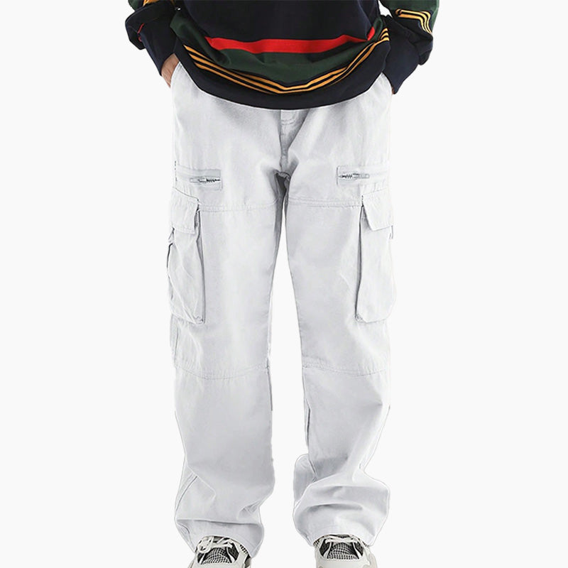 Fashionable Men's Pants with Loose Fit and Multiple Pockets