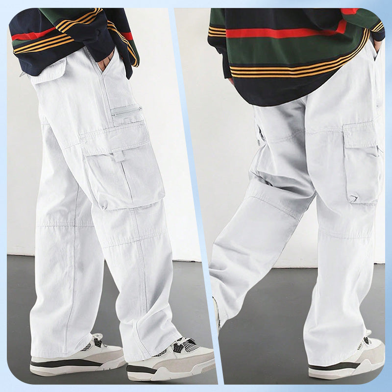 Fashionable Men's Pants with Loose Fit and Multiple Pockets