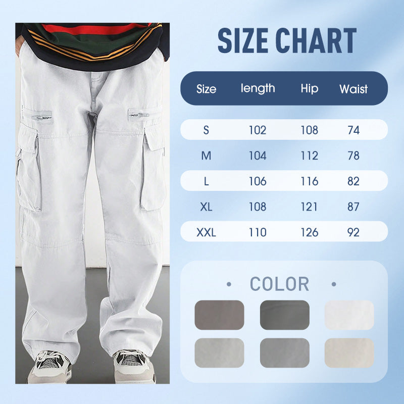 Fashionable Men's Pants with Loose Fit and Multiple Pockets