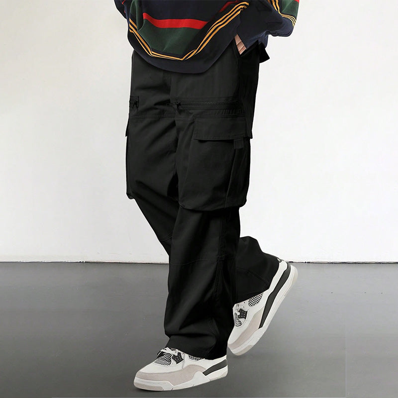 Fashionable Men's Pants with Loose Fit and Multiple Pockets