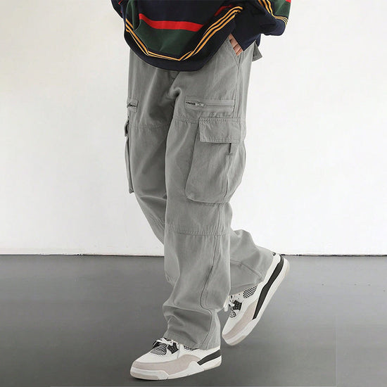 Fashionable Men's Pants with Loose Fit and Multiple Pockets