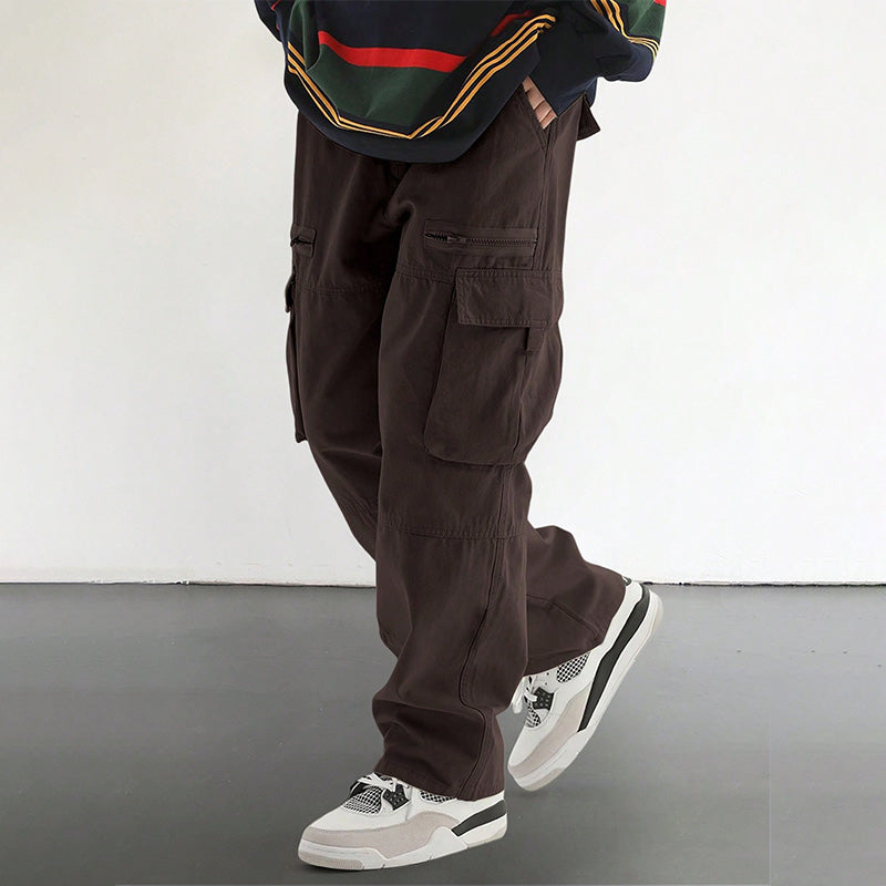 Fashionable Men's Pants with Loose Fit and Multiple Pockets